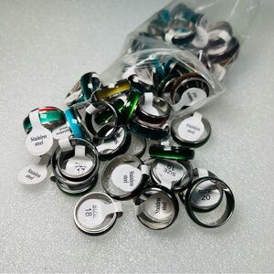 NWT Stainless Steel Colorful Cat Eye Rings Lot